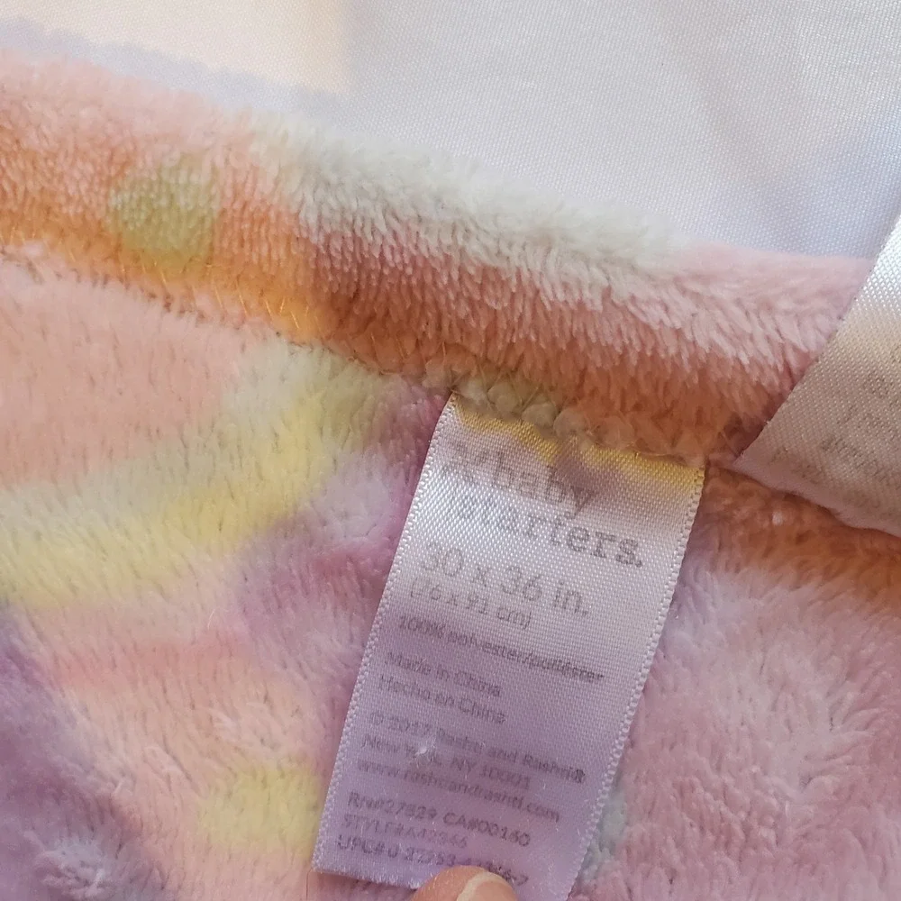 Baby Starters Rainbow Hearts‎ Baby Blanket Pink Yellow White Clouds